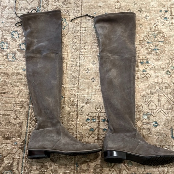 Stuart Weitzman Lowland Suede Over the Knee Boot in Praline - Picture 2 of 12